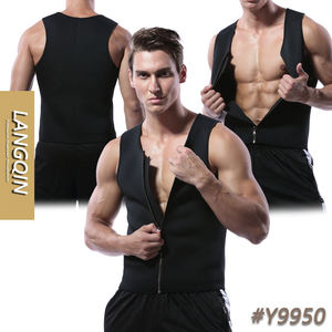 LangQin Men Neoprene Sauna Suit Waist <b>Trainer</b> Medium Control Hook-and-Eye Design Body Tank Top Tummy Fat Burning <b>Weight</b> Loss - Product Image 1