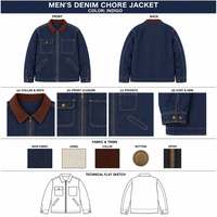 Veste de travail style Detroit pour homme en toile de canard avec col en velours côtelé, fermeture éclair sur le devant, coupe ample, style vintage, pour le quotidien