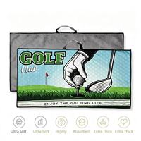 Serviette de golf épaisse avec motif de football sublimé, grise, douce et absorbante, pour club de golf
