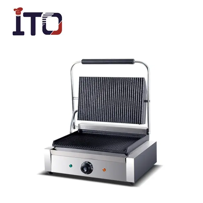 CH-811E Industriële Tafel Top Elektrische Grill Plaat Panini Contact Grill Broodrooster Sandwich Persmachine