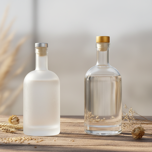 Bottiglia di Vetro Vuota per Liquori, Vodka, Gin, Vino, <span class=keywords><strong>Whisky</strong></span>, Personalizzabile con Logo, 100ml 200ml 500ml 750ml, con Tappo in Sughero - Product Image 2