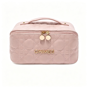 Grande trousse de maquillage imperméable en cuir PU, ouverture à 180 degrés, trousse de toilette de voyage avec 3 compartiments - Product Image 1