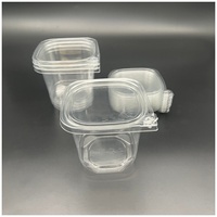 Conteneur carré en plastique PET transparent jetable de 24 oz, anti-effraction, pour biscuits, bonbons, fruits