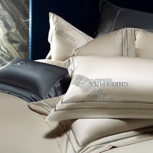 Bán buôn cổ điển phong cách Châu Âu Vua Kích thước màu xám Khăn trải giường 100% cotton rắn màu Duvet Bìa thêu <span class=keywords><strong>bedding</strong></span> Set - Product Image 2