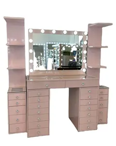 Meest Populaire Fabriek Prijs Gespiegelde Ijdelheid Dressoir Set Met 6 Laden Make-Up Bureau Meisje Slaapkamer Kaptafel