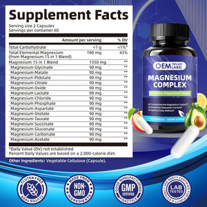 Capsule <span class=keywords><strong>de</strong></span> <span class=keywords><strong>magnésium</strong></span> OEM 15 en 1 avec glycinate <span class=keywords><strong>de</strong></span> <span class=keywords><strong>magnésium</strong></span>, citrate, malate, oxyde <span class=keywords><strong>de</strong></span> taurate, carbonate, <span class=keywords><strong>chlorure</strong></span>, supplément d'orotate - Product Image 2