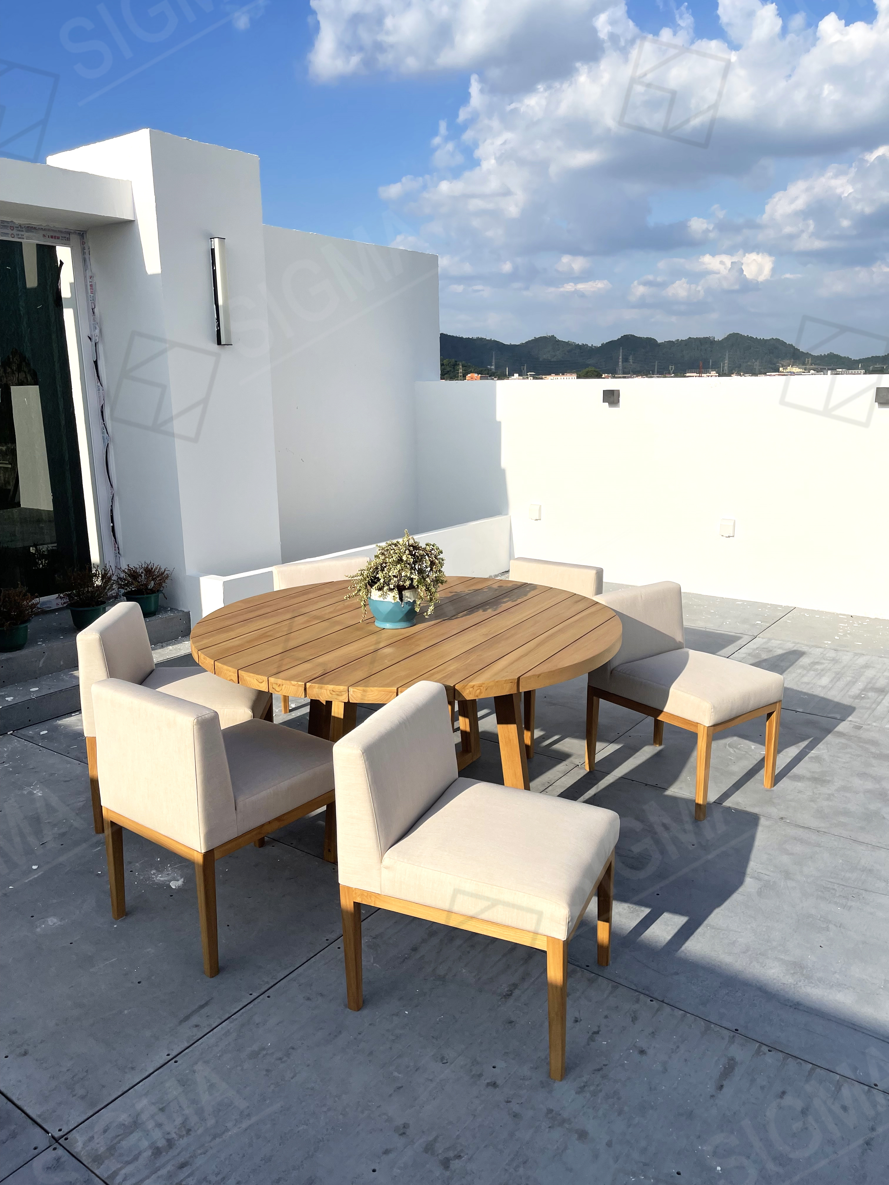 Outdoor Furniture   Patio Solid Teak Garden Dining Table Set Luxury  Dinning Table Set With Chairs