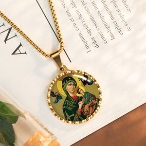 Colgante brillante de GIVELUCK, imagen de joyería religiosa, patrón personalizado de "Nuestra Señora del Perpetuo Socorro" para discusión al por mayor - Product Image 1
