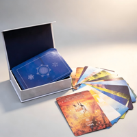WJPC - Vente en gros de cartes de tarot personnalisées, jeu de cartes oracle 250gsm-400gsm, bords argentés avec logo personnalisé, jeu de cartes de tarot avec boîte et guide