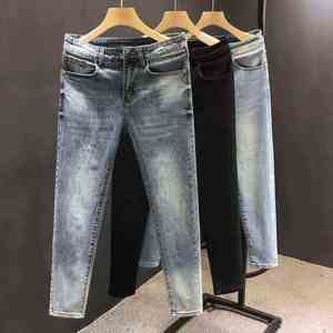 Pantalones vaqueros ajustados a la moda para hombre, Vaqueros lavados con piedra, pantalones de pierna recta formales/informales de talla grande 3D, estilo hip-hop cómodo de verano - Product Image 6