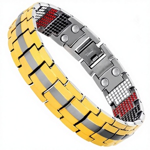 Bracelet en titane pur plaqué sous vide, motif dos <span class=keywords><strong>de</strong></span> tortue, multi-perforations, avec pierre magnétique, cadeau <span class=keywords><strong>de</strong></span> bureau/carrière - Product Image 1