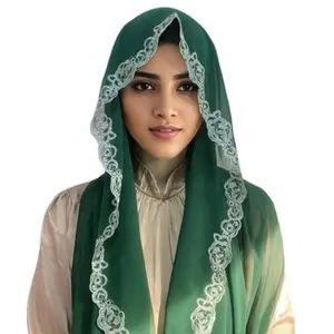 Wholesale Dubai Turkey Malaysia Shawl Wrap Plain Muslim Women Floral Lace Chiffon Hijab Scarf