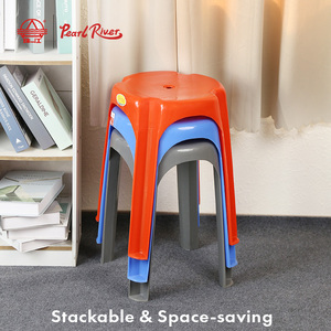 Pearl River <b>Pink</b> Small Round PP Plastic <b>Stool</b> Minimalist Modern Design Living Room Furniture Durable Eco-Friendly Stackable - Product Image 5