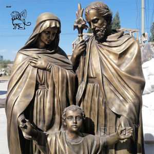 BLVE Iglesia jardín decoración clásica tamaño real Metal cristiano religioso latón <span class=keywords><strong>Sagrada</strong></span> <span class=keywords><strong>Familia</strong></span> estatua bronce escultura - Product Image 2