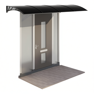 Grande Tettoia per Porta in Policarbonato Nero e Alluminio, Impermeabile, Design Contemporaneo per Arredamento Esterno - Product Image 1