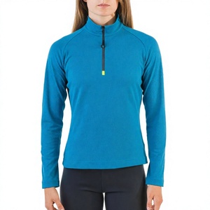 Blue <b>Long</b> <b>Sleeve</b> <b>Cycling</b> <b>Jersey</b> Zip Up Breathable Polyester Bike Outdoor Sports Shirt - Product Image 2