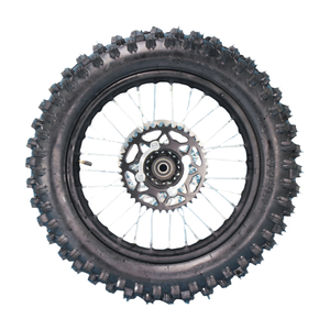 Pit <span class=keywords><strong>Dirt</strong></span> Bike <span class=keywords><strong>Roue</strong></span> arrière complète de <span class=keywords><strong>14</strong></span> pouces, jante et moyeu en acier 90-100/<span class=keywords><strong>14</strong></span>, essieu de 15mm avec pneu Guangli, disque de frein et pignon arrière - Product Image 5