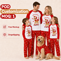 Ensemble de pyjamas de Noël personnalisés pour toute la famille, motif rennes, manches raglan, taille élastique, polyester écologique, pour hommes, femmes et enfants