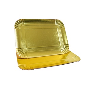 Popular Rectangular Golden Paper <b>Cake</b> Plate for Dessert Food - Product Image 1