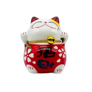 แมวกวักนำโชค เครื่องประดับเซรามิกขนาดเล็ก งานฝีมือสร้างสรรค์เชิงวัฒนธรรม ของขวัญชิ้นเล็กๆ สำหรับตกแต่งรถยนต์ โต๊ะทำงาน และบ้าน - Product Image 5