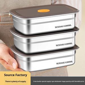 Food-Grade 316 Leak-Proof <b>Lunch</b> <b>Box</b> Portable Fresh-Keeping Square Food Container with Multiple Sizes Heatable Bento <b>Box</b> - Product Image 2