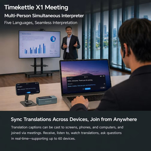 Timekettle X1 Dispositif d'interprétation simultanée IA pour réunions, Écouteurs traducteurs à reconnaissance vocale osseuse, Écouteurs de traduction multilingue - Product Image 6