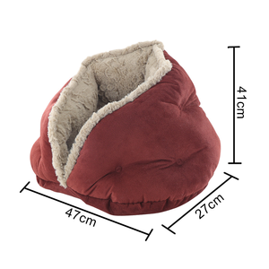 Hersteller Großhandel benutzer definierte Logo Winter warme halbe Packung Haustier Hunde bett Katzen bett Haustier Kuschel bett - Product Image 4