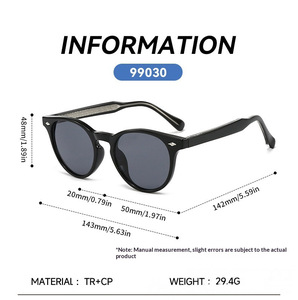 Wholesale Factory Stock <b>Retro</b> Round Frame Outdoor UV Protection Fashion <b>Sunglasses</b> TR Propionate Pin Hinge Unisex Vintage - Product Image 4