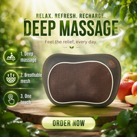 Oreiller de massage professionnel sans fil rechargeable chauffant Shiatsu pour le sommeil et le pétrissage