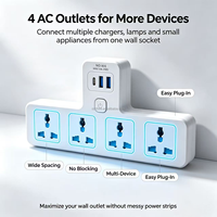 Multiprise murale 4 voies avec 3 ports USB (USB-C + 2 USB-A) – Adaptateur universel multifonction