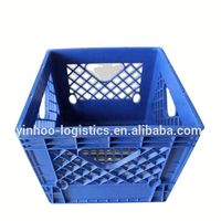 Boîtes de rangement en plastique vert PP en gros, recyclables et perforées, caisse pour bière, vin, lait, caisse empilable