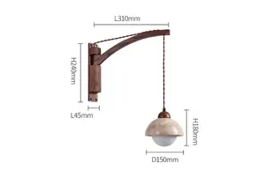 B3514A Cable de estilo Wabi-sabi iluminación ajustable lámpara de travertino de madera natural lámpara de Interior de diseño moderno.