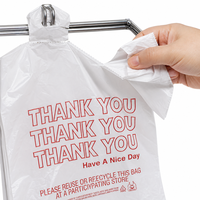 Sacs de courses blancs imprimés « Merci » avec poignées, réutilisables, recyclables, imperméables pour l'emballage des achats en supermarché et commerce de détail