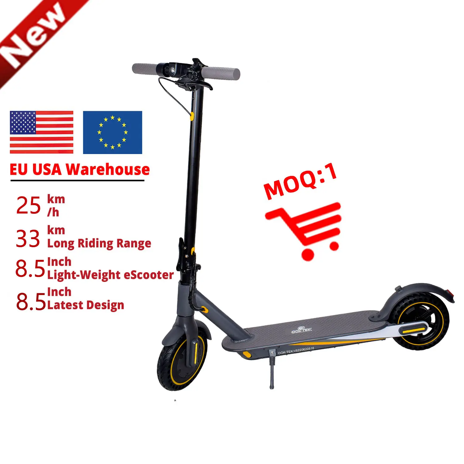 Eu Usa Magazijn Lange Afstand 2 Wiel 8.5Inch 350W Motor Kick Opvouwbare Elektrische Scooters Voor Volwassenen