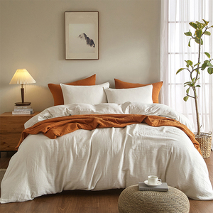 Bán Buôn 100% Bông Gạc Duvet Tấm Đôi Giường Cover Set Vua Nữ Hoàng Kích Thước 3 Mảnh Bộ Đồ Giường Đặt Phòng Ngủ Muslin Duvet Bao Gồm - Product Image 1