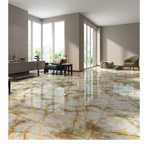 Baldosa de Porcelana Esmaltada Mexicana 60x60, Cerámica Blanca Antideslizante, Estilo Moderno para Interiores de Villas, con Acabado Pulido y Detalles Dorados - Product Image 4