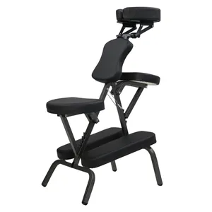 AMC-101柬埔寨厂家直销黑色轻质廉价铝折叠便携式纹身椅水疗沙龙按摩椅