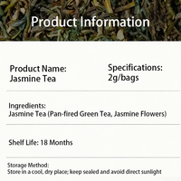Teh Jasmine Premium Segar 2026, 2g*50 kantong, Kemasan Piramida Individual, Aroma Kuat, Teh Celup Bunga Segar untuk Seduh Portabel Sehari-hari