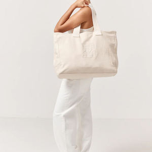 Bolsa de Mano de Lona de Algodón Extra Grande con Logotipo Personalizado al por Mayor, Bolsa de Compras Ecológica para la Playa y Viajes - Product Image 3