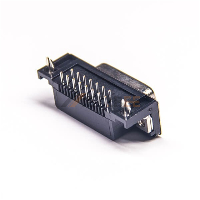 D-Sub DB15 Female Connector 2.77mm Pitch Right Angle Through Hole Rear Rivet Nut Tin-Plated Shell Data Communication