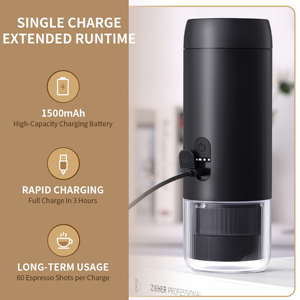 Cafetera Espresso Portátil Recargable |   IPX5 Resistente al Agua, Depósito de Agua Metálico de 100 ml, Compatible con Café en Polvo y Cápsulas - Product Image 2