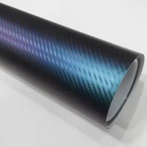 Rouleaux de film vinyle pour voiture en fibre de <span class=keywords><strong>carbone</strong></span> caméléon bleu, vert aventurine, TPU noir fantôme, camouflage, noir rouge brillant - Product Image 6