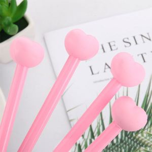 Promotional Creative Girl's Love Heart Shaped Pink Plastic Gel <b>Pen</b> With Manufacturer Printed Customized Logo for Student - Product Image 3