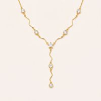 Collier long en Y en cuivre plaqué or avec breloque CZ pour femme, motif étoile et cœur en zircon, bijoux personnalisés en gros