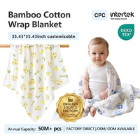 Couverture d'emmaillotage pour bébé en coton de bambou double couche tricotée, anti-acariens, motif dessin animé, personnalisable OEM/ODM, vente en gros