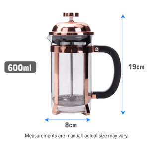 เครื่องชงกาแฟเฟรนช์เพรสขนาด 600 มล. สีโรสโกลด์เคลือบด้วยไฟฟ้า พร้อมด้ามจับตามหลักสรีรศาสตร์ ขนาดกลาง เหมาะสำหรับใช้ในบ้านและร้านกาแฟ - Product Image 2