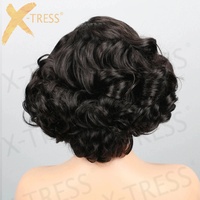 Perruque courte bob ondulée X-TRESS à cheveux humains superposés, pré-coupée, sans colle, avec fermeture en dentelle 4*4, perruques en cheveux humains vietnamiens originaux