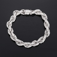 Collier en argent HQ Gems 8 mm 12 mm, or blanc, serti de diamants VVS, chaîne en moissanite
