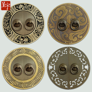 Chinese Style Round <b>Brass</b> Handles For Wardrobe <b>Antique</b> Furniture <b>Door</b> <b>Knobs</b> Die Casting Durable - Product Image 1