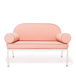 Modernes Gestreiftes Edelstahl-Gartensofa mit 3 Sitzen und Schnelltrocknenden Kissen, Vintage Gebogener Bogenrahmen Outdoor-Loveseat - Product Image 5